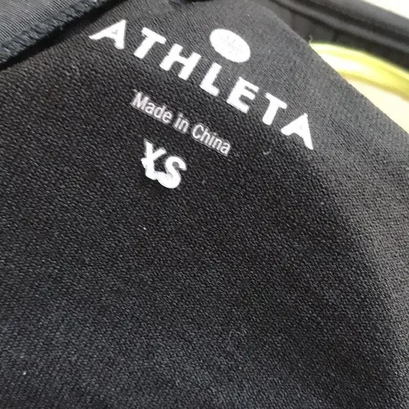 Athleta Torpedo Swim Tankini Top Built in Bra Black White Women's Size XS - Picture 6 of 9